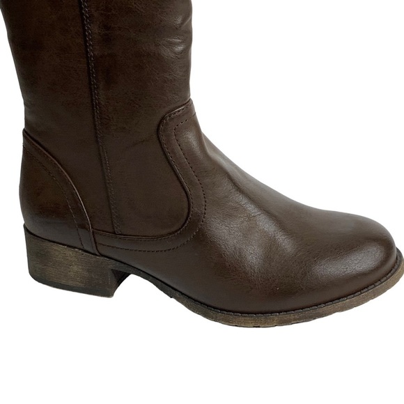 The Buckle Dante Distressed Brown Vegan Leather Knee Boots Size 6 New with Tags - Picture 2 of 11